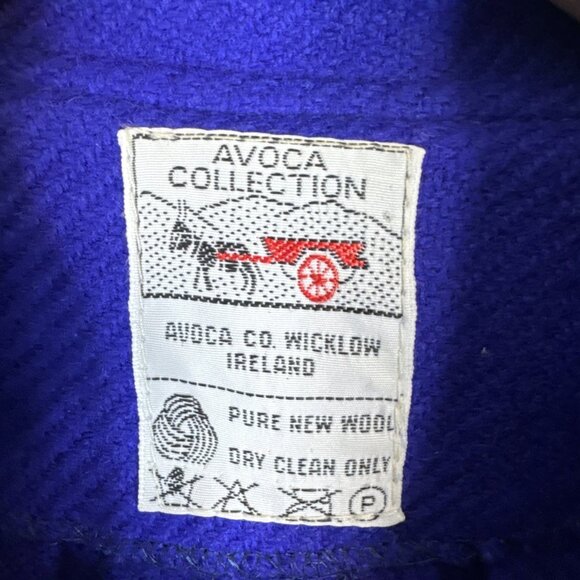 Vintage Avoca Collection Pure New Wool Blue Green Windowpane Wrap Shawl Ireland - Picture 2 of 6